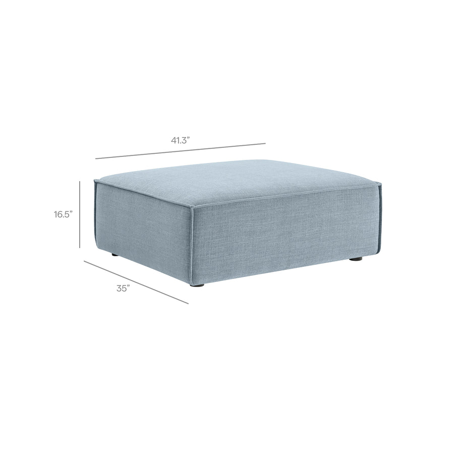 Atlas 3-Piece Performance Fabric Upholstered Modular Loveseat with Ottoman in Sky