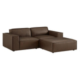 Atlas 3-Piece Vegan Leather Modular Loveseat with Ottoman in Espresso