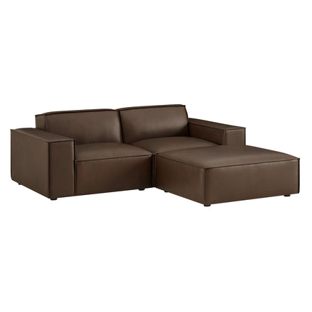 Restore 3-Piece Vegan Leather Modular Loveseat with Ottoman in Espresso