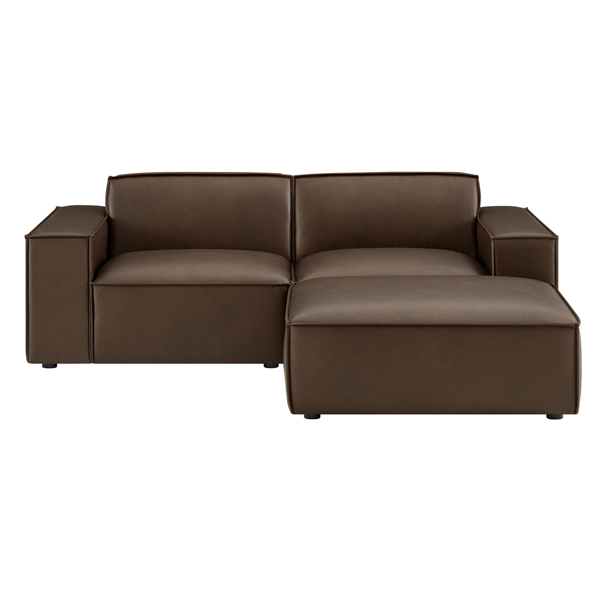 Atlas 3-Piece Vegan Leather Modular Loveseat with Ottoman in Espresso