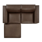 Atlas 3-Piece Vegan Leather Modular Loveseat with Ottoman in Espresso