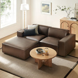 Atlas 3-Piece Vegan Leather Modular Loveseat with Ottoman in Espresso