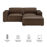 Atlas 3-Piece Vegan Leather Modular Loveseat with Ottoman in Espresso