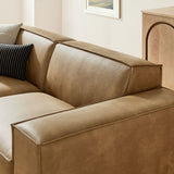 Atlas 3-Piece Vegan Leather Modular Loveseat with Ottoman in Toast