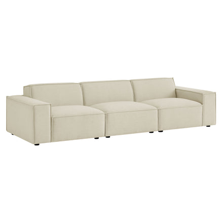Restore 3-Piece Performance Fabric Upholstered Modular Sofa Set in Ecru