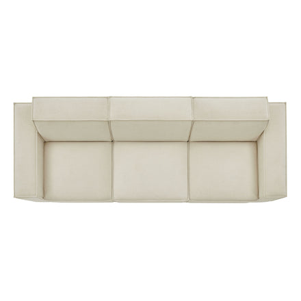 Restore 3-Piece Performance Fabric Upholstered Modular Sofa Set in Ecru
