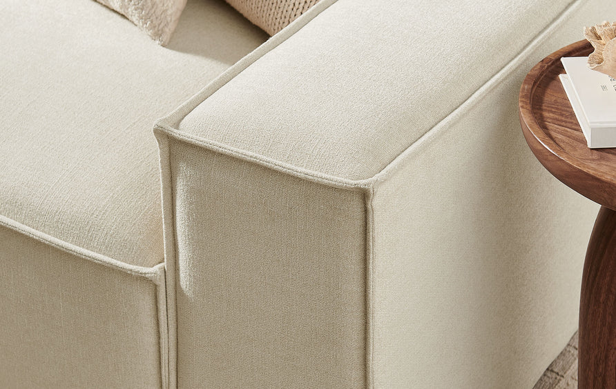 Atlas 3-Piece Performance Fabric Upholstered Modular Sofa Set in Ecru