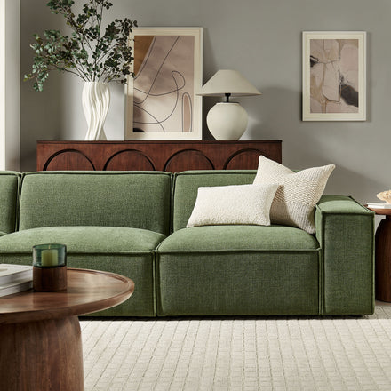 Restore 3-Piece Performance Fabric Upholstered Modular Sofa Set in Foliage