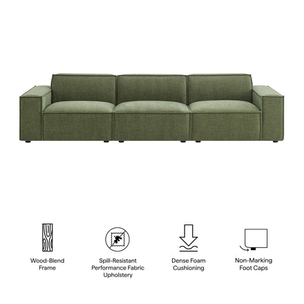 Restore 3-Piece Performance Fabric Upholstered Modular Sofa Set in Foliage