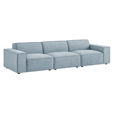 Restore 3-Piece Performance Fabric Upholstered Modular Sofa Set in Sky
