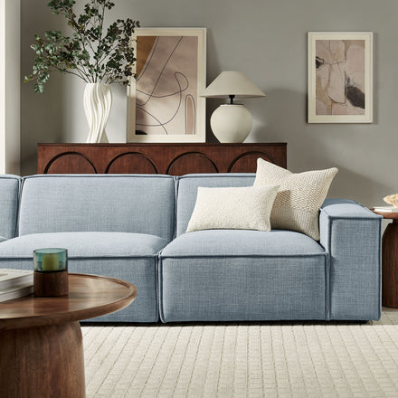 Restore 3-Piece Performance Fabric Upholstered Modular Sofa Set in Sky