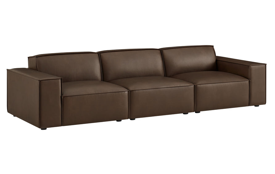 Atlas 3-Piece Vegan Leather Modular Sofa Set in Espresso