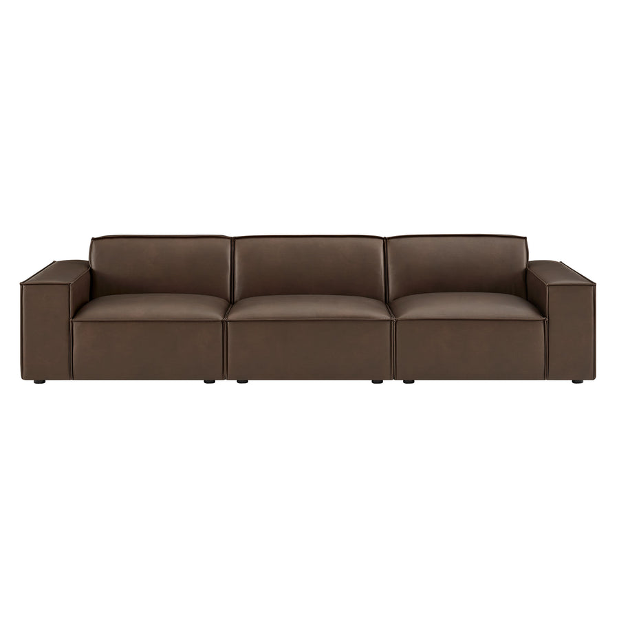 Atlas 3-Piece Vegan Leather Modular Sofa Set in Espresso