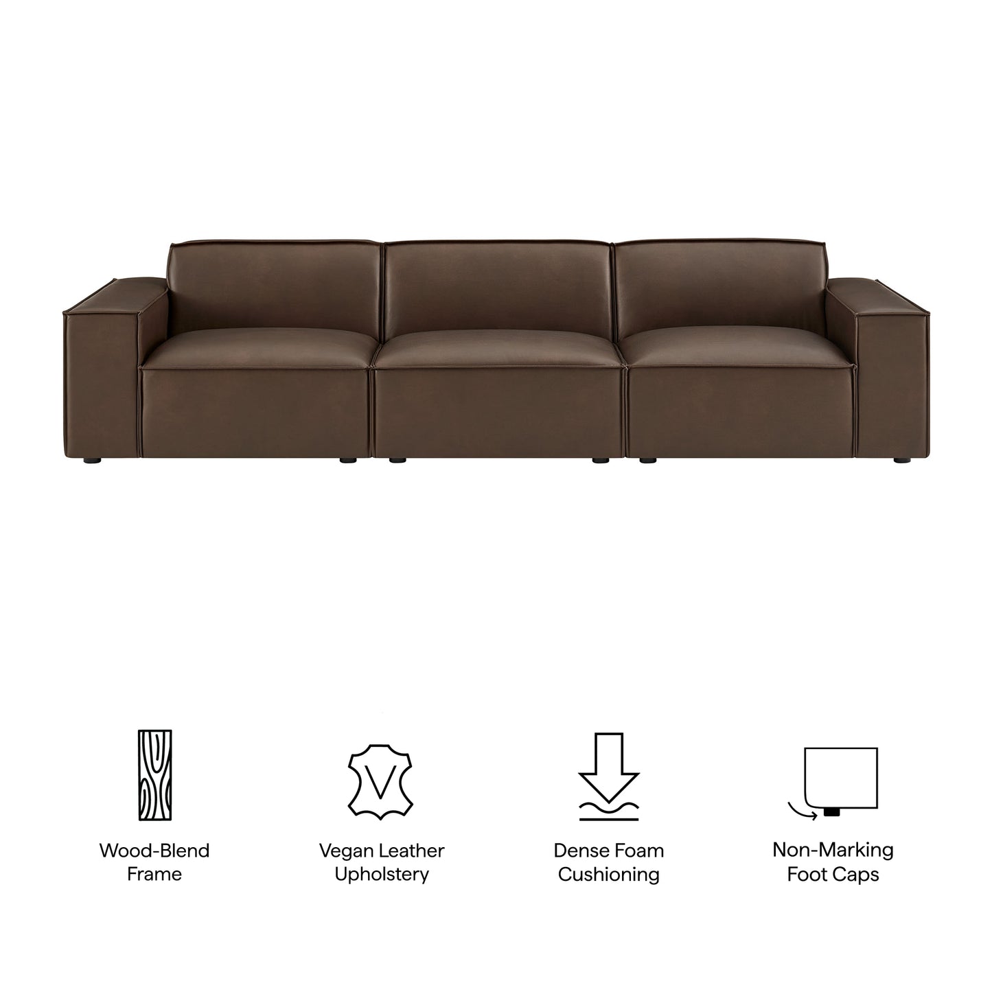 Atlas 3-Piece Vegan Leather Modular Sofa Set in Espresso