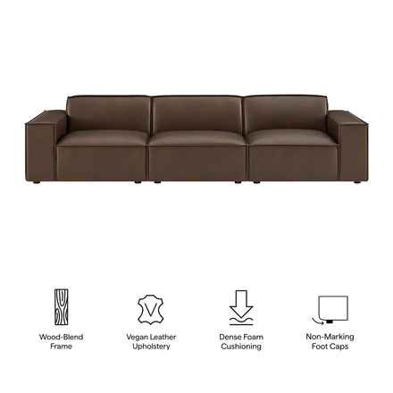 Restore 3-Piece Vegan Leather Modular Sofa Set in Espresso