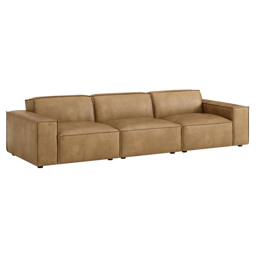 Atlas 3-Piece Vegan Leather Modular Sofa Set in Toast