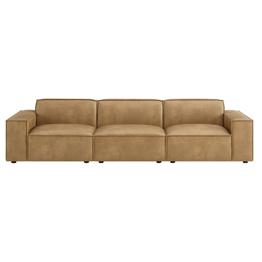 Atlas 3-Piece Vegan Leather Modular Sofa Set in Toast