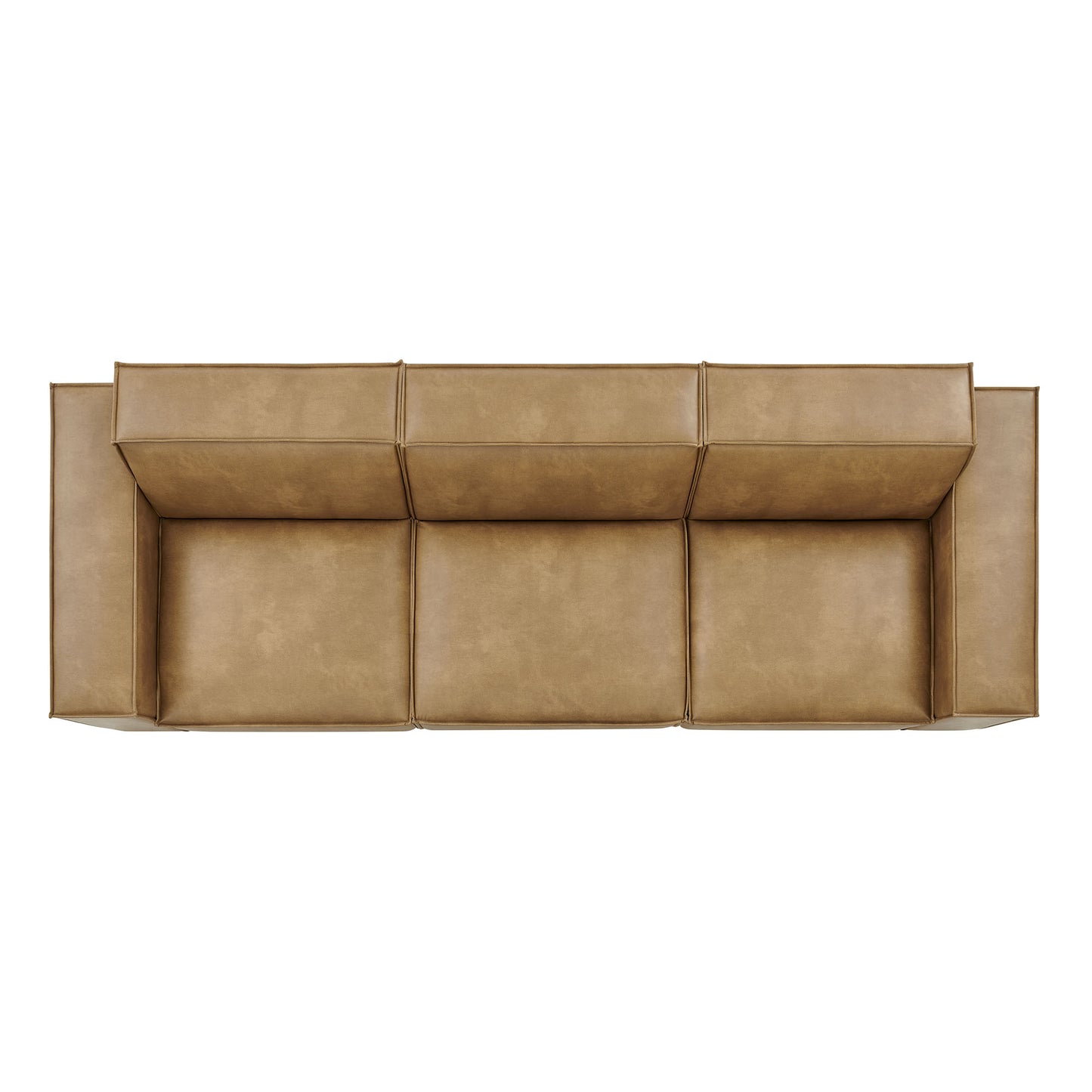 Atlas 3-Piece Vegan Leather Modular Sofa Set in Toast