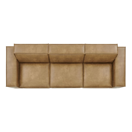Restore 3-Piece Vegan Leather Modular Sofa Set in Toast