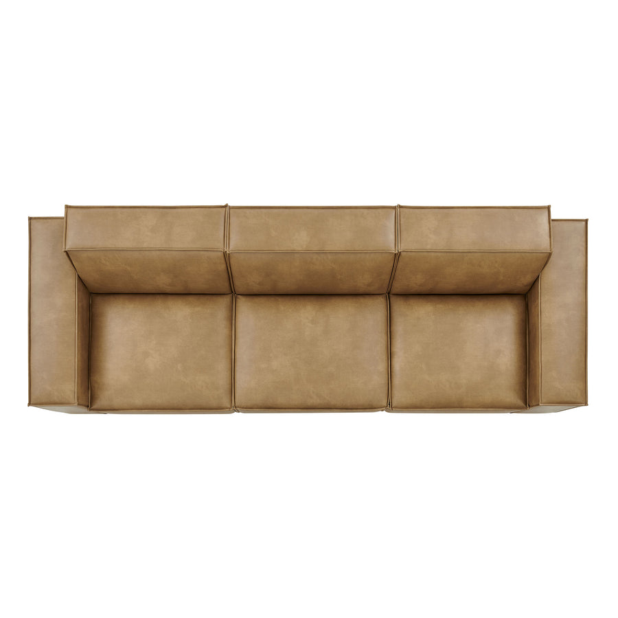 Atlas 3-Piece Vegan Leather Modular Sofa Set in Toast