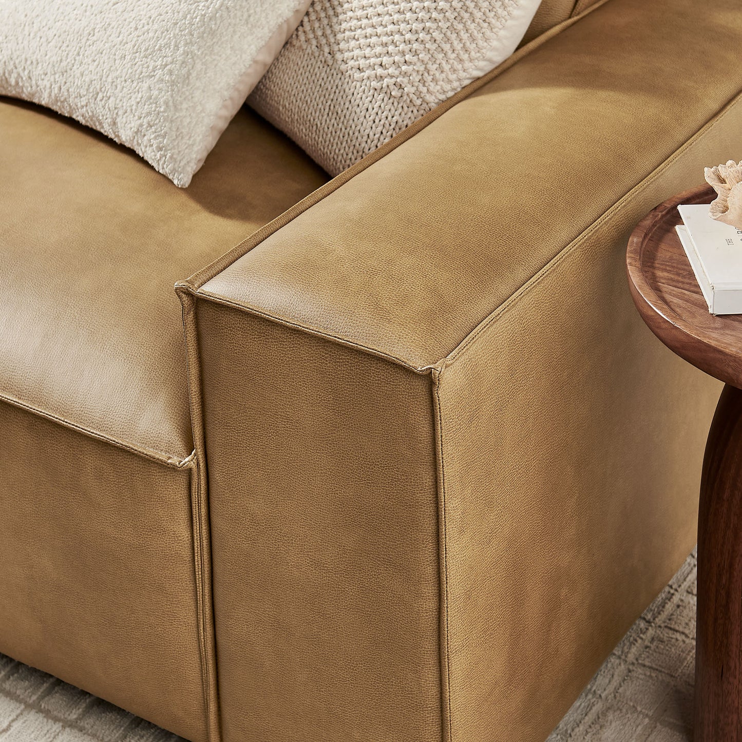 Atlas 3-Piece Vegan Leather Modular Sofa Set in Toast