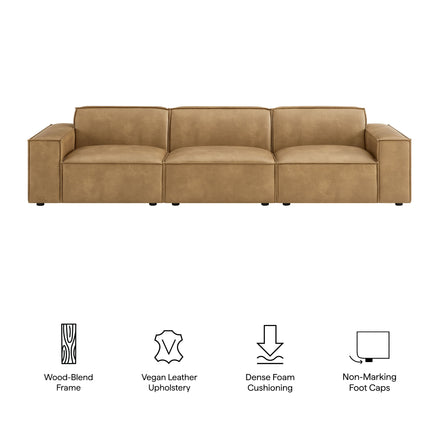 Restore 3-Piece Vegan Leather Modular Sofa Set in Toast