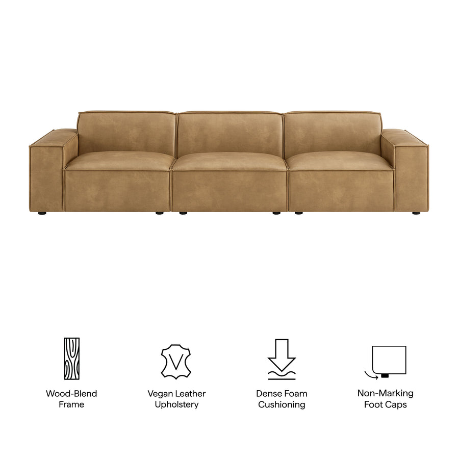 Atlas 3-Piece Vegan Leather Modular Sofa Set in Toast