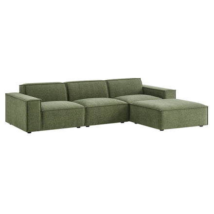 Restore 4-Piece Performance Fabric Upholstered Modular Sofa Set with Ottoman in Foliage