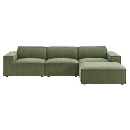 Restore 4-Piece Performance Fabric Upholstered Modular Sofa Set with Ottoman in Foliage