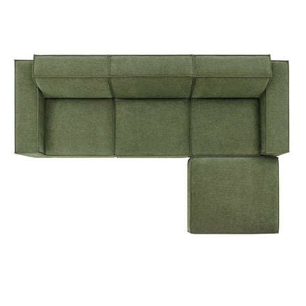 Restore 4-Piece Performance Fabric Upholstered Modular Sofa Set with Ottoman in Foliage