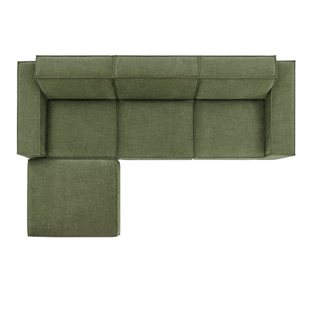 Restore 4-Piece Performance Fabric Upholstered Modular Sofa Set with Ottoman in Foliage