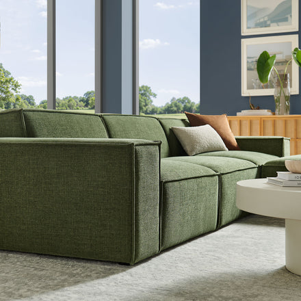 Restore 4-Piece Performance Fabric Upholstered Modular Sofa Set with Ottoman in Foliage