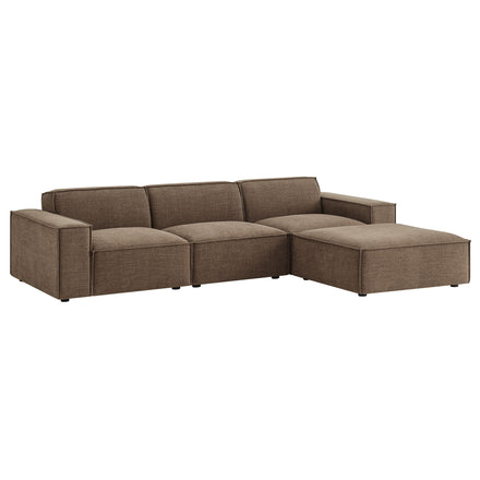 Restore 4-Piece Performance Fabric Upholstered Modular Sofa Set with Ottoman in Mocha