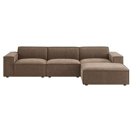 Restore 4-Piece Performance Fabric Upholstered Modular Sofa Set with Ottoman in Mocha