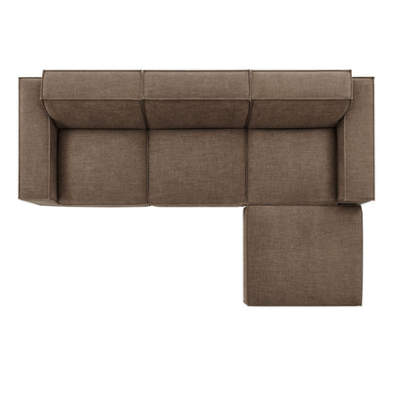 Restore 4-Piece Performance Fabric Upholstered Modular Sofa Set with Ottoman in Mocha