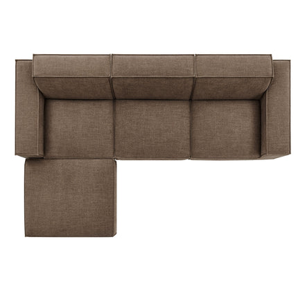 Restore 4-Piece Performance Fabric Upholstered Modular Sofa Set with Ottoman in Mocha