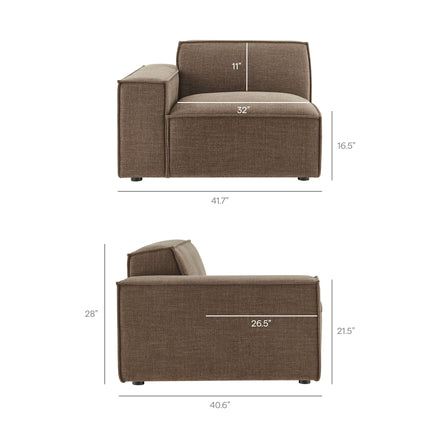 Restore 4-Piece Performance Fabric Upholstered Modular Sofa Set with Ottoman in Mocha