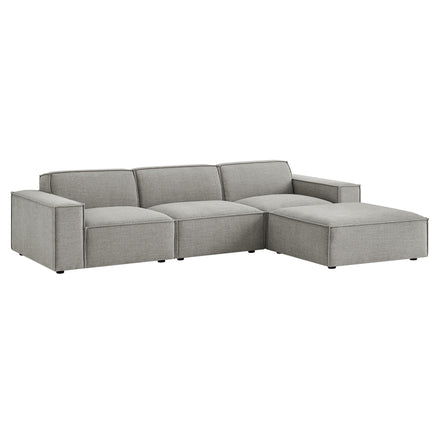 Restore 4-Piece Performance Fabric Upholstered Modular Sofa Set with Ottoman in Pewter