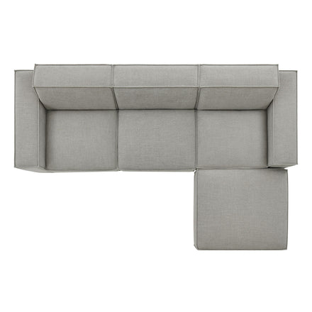 Restore 4-Piece Performance Fabric Upholstered Modular Sofa Set with Ottoman in Pewter