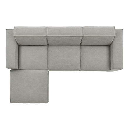 Restore 4-Piece Performance Fabric Upholstered Modular Sofa Set with Ottoman in Pewter