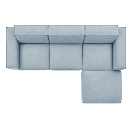 Restore 4-Piece Performance Fabric Upholstered Modular Sofa Set with Ottoman in Sky