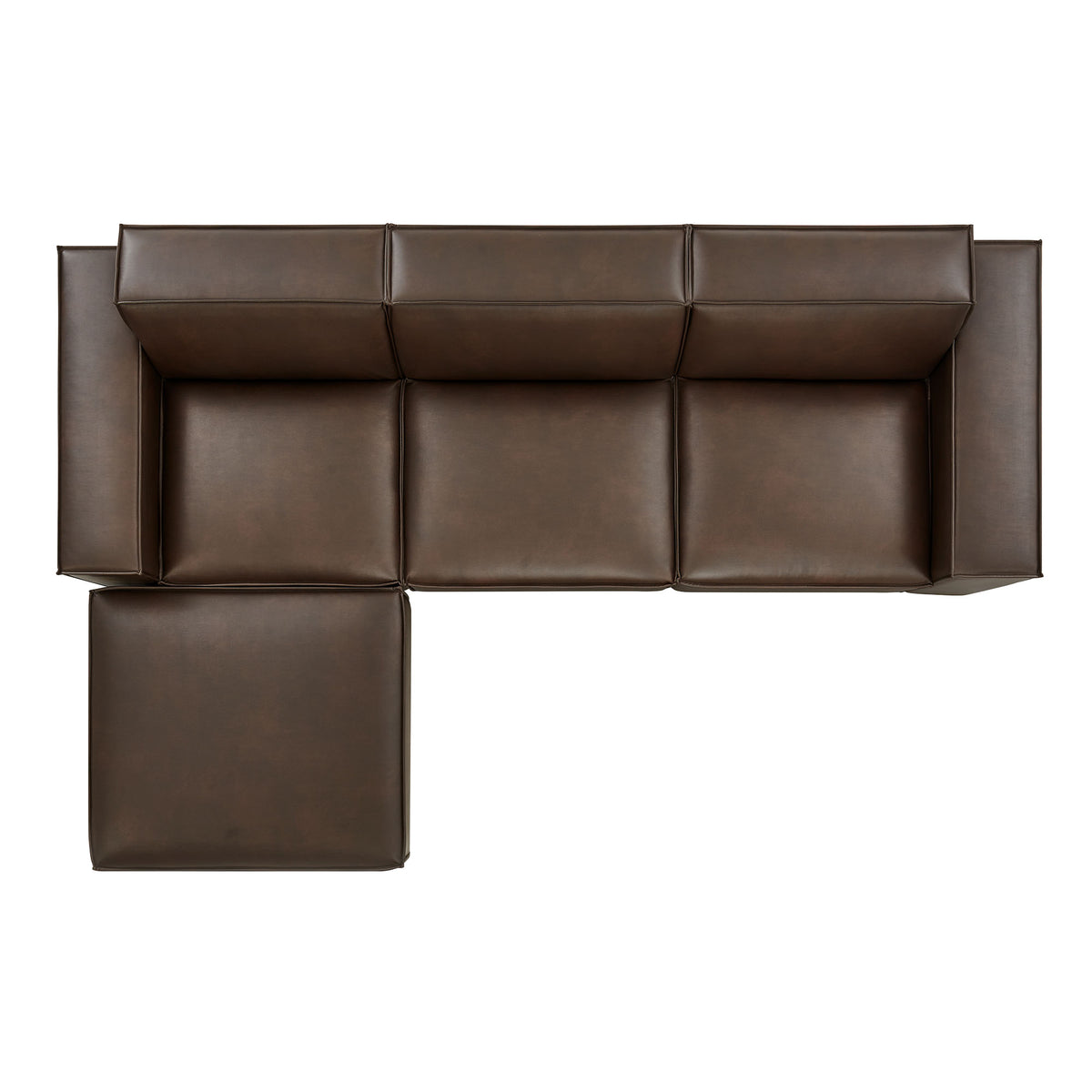 Atlas 4-Piece Vegan Leather Modular Sofa Set with Ottoman in Espresso
