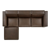 Atlas 4-Piece Vegan Leather Modular Sofa Set with Ottoman in Espresso