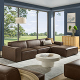 Atlas 4-Piece Vegan Leather Modular Sofa Set with Ottoman in Espresso