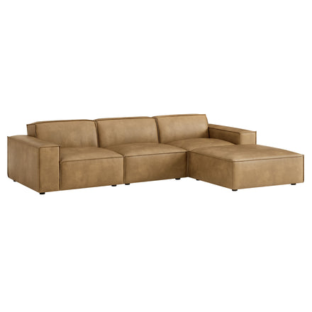 Restore 4-Piece Vegan Leather Modular Sofa Set with Ottoman in Toast