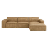 Atlas 4-Piece Vegan Leather Modular Sofa Set with Ottoman in Toast