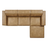 Atlas 4-Piece Vegan Leather Modular Sofa Set with Ottoman in Toast