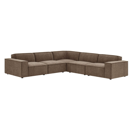 Restore 5-Piece Performance Fabric Upholstered Modular L-Shaped Sofa in Mocha