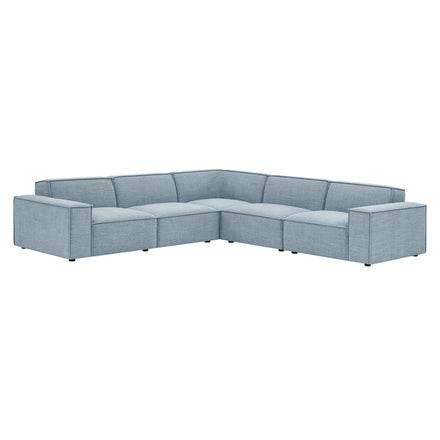 Restore 5-Piece Performance Fabric Upholstered Modular L-Shaped Sofa in Sky