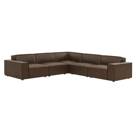Restore 5-Piece Vegan Leather Modular L-Shaped Sofa in Espresso